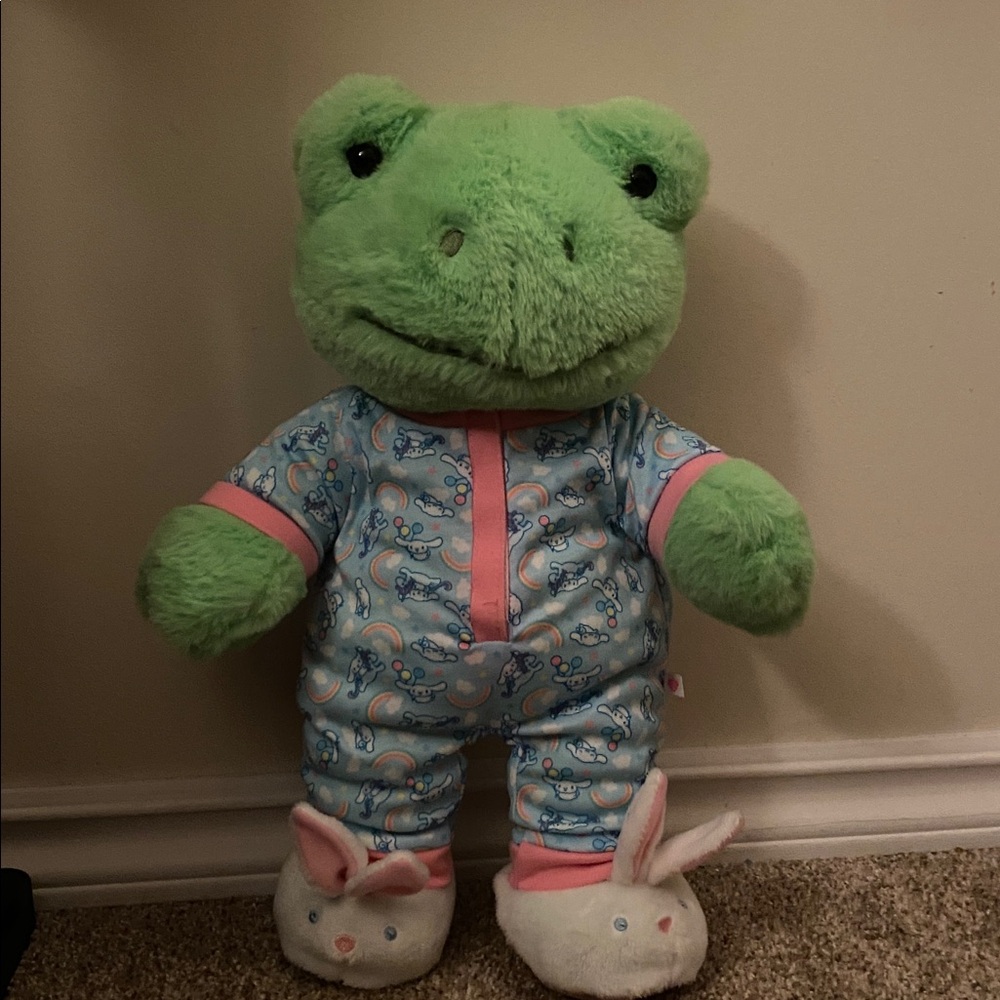 Build a bear frog with sanrio pjs and slippers